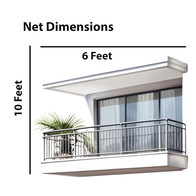 KBI Heavy Duty Bird Protection Net for Balcony, Terrace & Garden 6FTX10FT (6Osqft) Hdpe Nylon Colour White